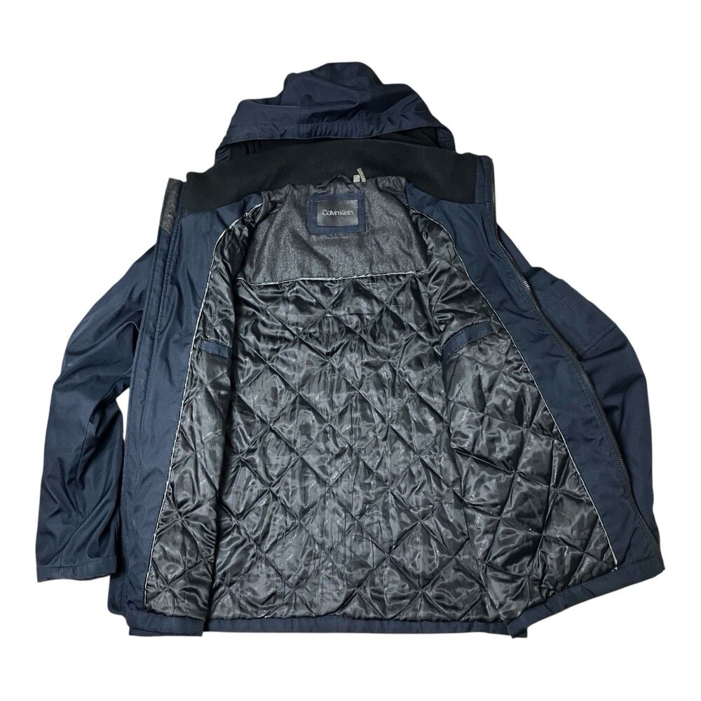 Calvin Klein Jacket Mens L Navy Hooded Full Zip Insulated Lightweight Casual - Picture 7 of 16